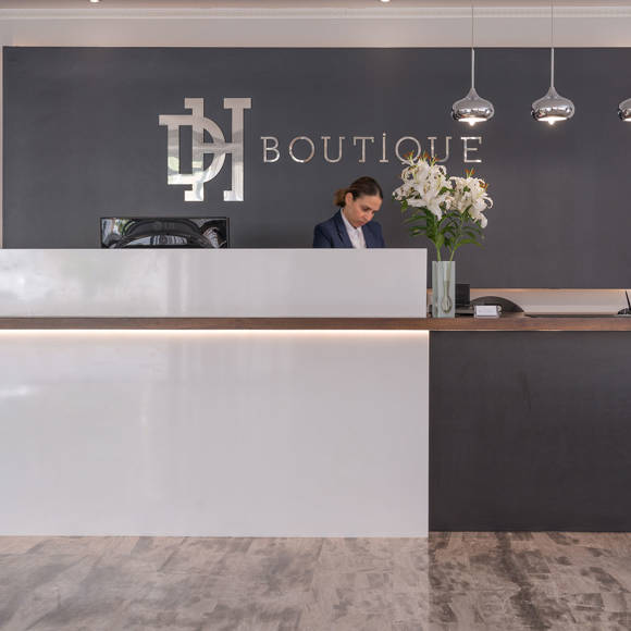 Dore Hotel modern reception close up 