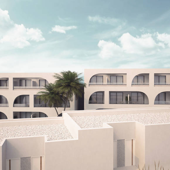 Dore Hotel exterior facade with modern architectural design 3D