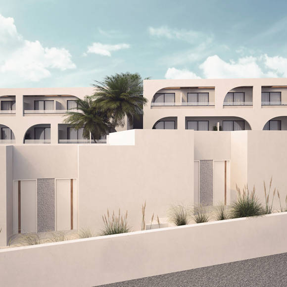 Dore Hotel exterior facade with modern architectural design 3D