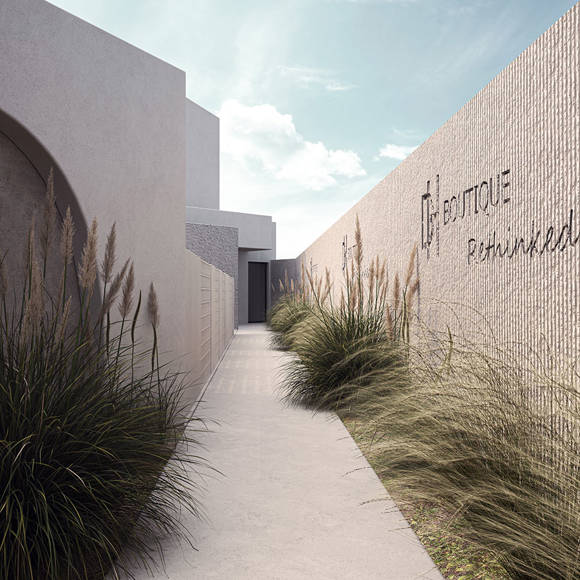 Dore Hotel promenade with modern design 3D